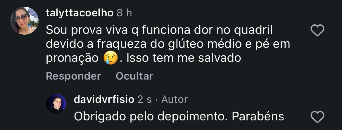 Mensagem de Talytta Coelho sobre dor no quadril